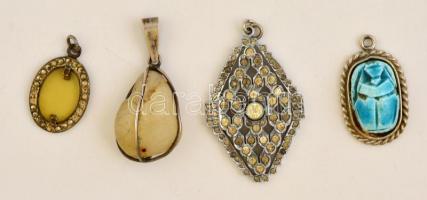 Bizsu függők, medálok, összesen: 4 db, egyik hiányos kövekkel