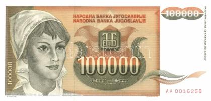 Jugoszlávia 1993. 100.000D, 500.000D, 1000.000D, 5000.000D, 10.000.000D, 50.000.000D, 100.000.000D, 500.000.000D, 1000.000.000D, 10.000.000.000D komplett sor! T:I,II (csak az 500.000D!)