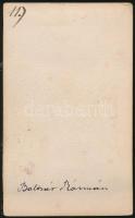 cca 1860-1870 Balczár Rázmán (1846-1914) keményhátú fotója, 10x6 cm