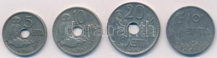 Görögország 1912. 5l Ni + 10l Ni + 20l Ni +1922. 10l Al T:2 Greece 1912. 5 Lepta Ni + 10 Lepta Ni + 20 Lepta Ni + 1922. 10 Lepta Al C:XF