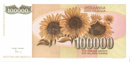 Jugoszlávia 1993. 100.000D, 500.000D, 1000.000D, 5000.000D, 10.000.000D, 50.000.000D, 100.000.000D, ...