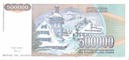 Jugoszlávia 1993. 100.000D, 500.000D, 1000.000D, 5000.000D, 10.000.000D, 50.000.000D, 100.000.000D, ...