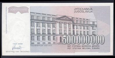 Jugoszlávia 1993. 100.000D, 500.000D, 1000.000D, 5000.000D, 10.000.000D, 50.000.000D, 100.000.000D, ...