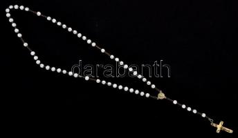 Vegyes kegytárgy tétel papi hagyatékból: gyertya, sorszámozott fajansz szenteltvíztartó, rózsafüzér,...