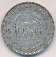 Német Harmadik Birodalom 1934A 5M Ag "Náci hatalom első évfordulója", hátoldal "21. M...