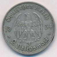 Német Harmadik Birodalom 1934A 2M Ag "Náci hatalom 1. évfordulója 1933. márc. 21. - Garnisonkir...