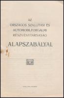 1921 Az Országos Szállítási és Automobilforgalmi Rt. alapszabályai. Bp., Gonda János, tűzött papírkötésben, 8 p.