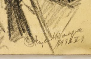 Szegedi Molnár Géza (1906-1970): Férfi portré. Szén, papír, jelzett, 55×39 cm