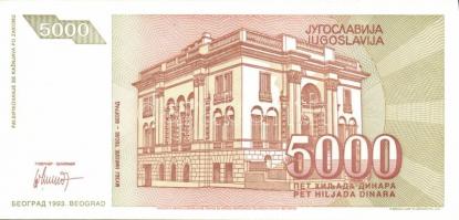 Jugoszlávia 1993. (reform kiadások) 5000D, 10.000D, 50.000D, 500.000D, 5000.000D, 50.000.000D, 500.0...