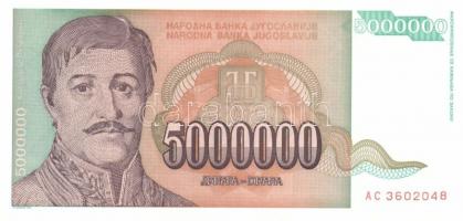 Jugoszlávia 1993. (reform kiadások) 5000D, 10.000D, 50.000D, 500.000D, 5000.000D, 50.000.000D, 500.0...