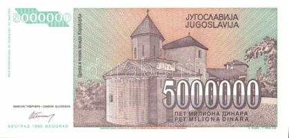 Jugoszlávia 1993. (reform kiadások) 5000D, 10.000D, 50.000D, 500.000D, 5000.000D, 50.000.000D, 500.0...