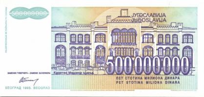 Jugoszlávia 1993. (reform kiadások) 5000D, 10.000D, 50.000D, 500.000D, 5000.000D, 50.000.000D, 500.0...