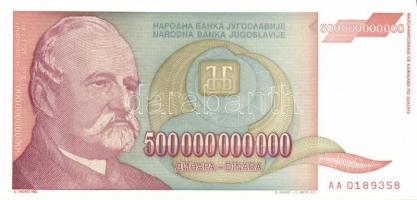 Jugoszlávia 1993. (reform kiadások) 5000D, 10.000D, 50.000D, 500.000D, 5000.000D, 50.000.000D, 500.0...