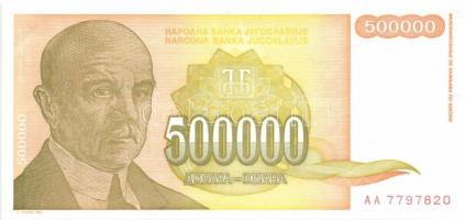 Jugoszlávia 1994. 10D, 100D, 1000D, 5000D, 50.000D, 500.000D egy kivételével komplett sor + 1994. 10...