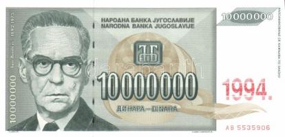 Jugoszlávia 1994. 10D, 100D, 1000D, 5000D, 50.000D, 500.000D egy kivételével komplett sor + 1994. 10...