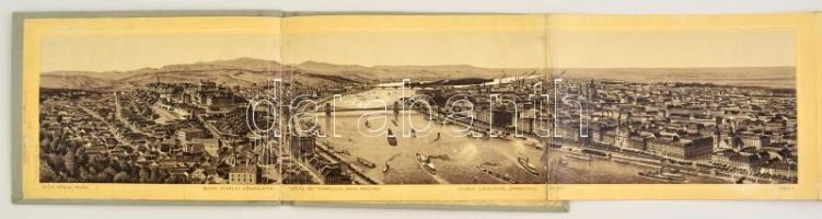 cca 1900 Budapest, leporelló album számos látképpel, Ottmar Zieher, München, kopott, díszes vászonkö...