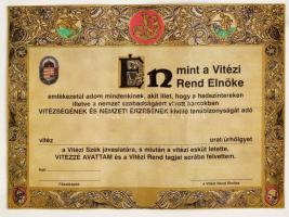 2 db modern Vitézi Rend kitöltetlen oklevél, feltekerve