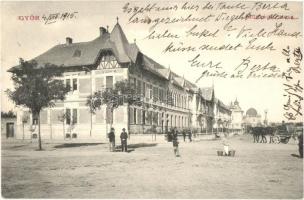 1915 Győr, Munkácsy és Szent István utca sarok, háttérben a zsinagóga