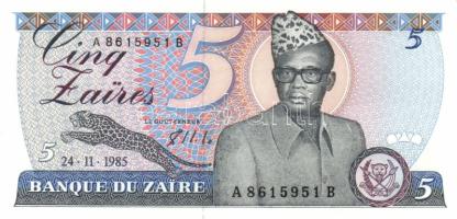 Zaire 1982-85. 5Z (2x) klf dátummal, 10Z,  50Z, 100Z, 500Z, 1000Z egy kivételével komplett sor! T:I