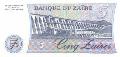 Zaire 1982-85. 5Z (2x) klf dátummal, 10Z,  50Z, 100Z, 500Z, 1000Z egy kivételével komplett sor! T:I