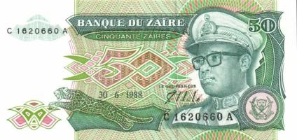 Zaire 1988-92. 50Z, 100Z, 500Z, 2000Z, 5000Z, 10.000Z, 20.000Z, 50.000Z, 100.000Z, 200.000Z, 500.000Z, 1000.000Z, 5000.000Z sor T:I
