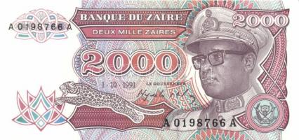 Zaire 1988-92. 50Z, 100Z, 500Z, 2000Z, 5000Z, 10.000Z, 20.000Z, 50.000Z, 100.000Z, 200.000Z, 500.000...