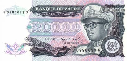 Zaire 1988-92. 50Z, 100Z, 500Z, 2000Z, 5000Z, 10.000Z, 20.000Z, 50.000Z, 100.000Z, 200.000Z, 500.000...