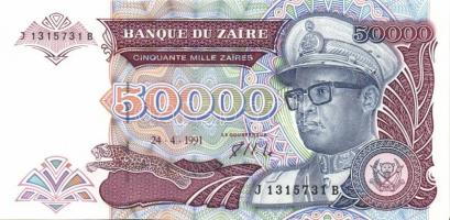 Zaire 1988-92. 50Z, 100Z, 500Z, 2000Z, 5000Z, 10.000Z, 20.000Z, 50.000Z, 100.000Z, 200.000Z, 500.000...