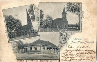 1900 Jászkarajenő, Római katolikus templom, Református templom, Iskola, utcakép. Art Nouveau, floral (EK)