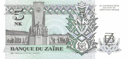 Zaire 1988-92. 1M, 5M, 10M, 50M, 1Z, 5Z, 10Z, 20Z, 50Z, 100Z sor T:I