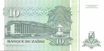 Zaire 1988-92. 1M, 5M, 10M, 50M, 1Z, 5Z, 10Z, 20Z, 50Z, 100Z sor T:I