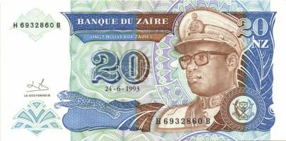 Zaire 1988-92. 1M, 5M, 10M, 50M, 1Z, 5Z, 10Z, 20Z, 50Z, 100Z sor T:I