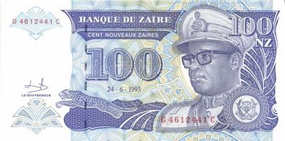 Zaire 1988-92. 1M, 5M, 10M, 50M, 1Z, 5Z, 10Z, 20Z, 50Z, 100Z sor T:I