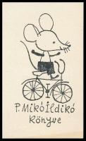 Reich Károly (1922-1988): Ex libris P Mikó Ildikó. Klisé, papír, jelzés nélkül, 7,5×4,5 cm