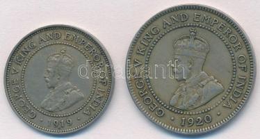 Jamaika 1919C 1/2P Cu-Ni + 1920. 1P Cu-Ni V. György T:2 Jamaica 1919C 1/2 Penny Cu-Ni + 1920. 1 Penny Cu-Ni George V C:XF