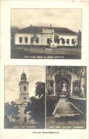 1942 Besenyőtelek, Római katolikus templom és iskola, belső, Hősök szobra. besenyőtelki hitelszövetkezet kiadása