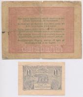 Vegyes: 1848. 5Ft "Kossuth bankó" vörösesbarna + Románia 1920. 1L T:IV,III