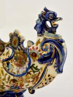 cca 1890 Fischer Ignácz Budapest, királyi gondola (jardiniere), kézzel festett, aranyozott porcelánf...