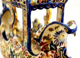 cca 1890 Fischer Ignácz Budapest, királyi gondola (jardiniere), kézzel festett, aranyozott porcelánf...