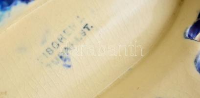 cca 1890 Fischer Ignácz Budapest, királyi gondola (jardiniere), kézzel festett, aranyozott porcelánf...