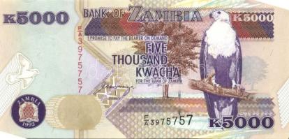 Zambia 1992-96. 20K, 50K, 100K, 500K, 1000K, 5000K, 10.000K komplett sor! Sign.10,11 T:I