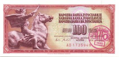 Jugoszlávia 1965-85. 10D, 20D, 50D, 100D, 500D, 1000D, 5000D piros "Belgrád-Lubljana" vasú...