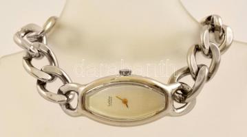 Ezüst (Ag.) Leblin 17 köves női karóra, üvegen apró hibákkal, működik, bruttó: 70 g