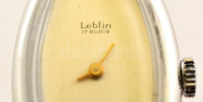 Ezüst (Ag.) Leblin 17 köves női karóra, üvegen apró hibákkal, működik, bruttó: 70 g