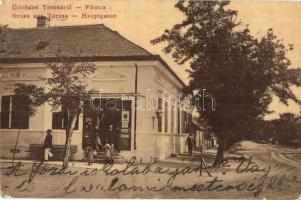 Torzsa, Torschau, Savino Selo; Főutca, üzlet, W. L. 2014 / street, shop, (kopott sarkak / worn corners)