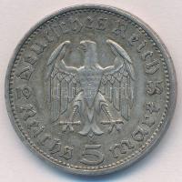 Német Harmadik Birodalom 1935A 5M Ag "Hindenburg" T:2 
German Third Reich 1935A 5 Mark Ag...
