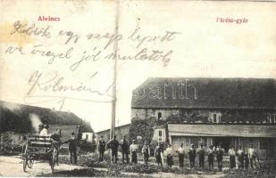 1907 Alvinc, Vintu de Jos; Fűrész gyár, lovaskocsi, munkások. Kiadja Israel Salamon / sawmill, horse cart, workers