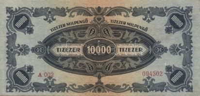 1946. 10000MP(2x) egyiken sorszámok utolsó számjegye felfelé csúszva, másikon hátoldali fehér folt (...