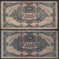 1945. 1000P érdekes nyomdahibával szériabetű felső teteje hiányos "sarkos F"! + támpéldány...