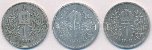Ausztria 1899-1901. 1K Ag "Ferenc József" (3xklf) T:2- Austria 1899-1901. 1 Corona "F...